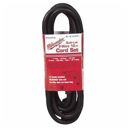Milwaukee Tool MilwaukeeÂ® 10 ft. Double Insulated 2-Wire QUIK-LOK Cord 48-76-5010